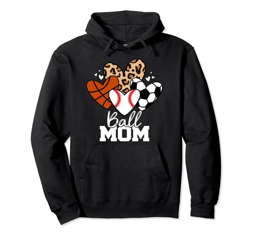 Ball Mom Funny Baseball Soccer Hoodie - Trendy Graphic for Adults