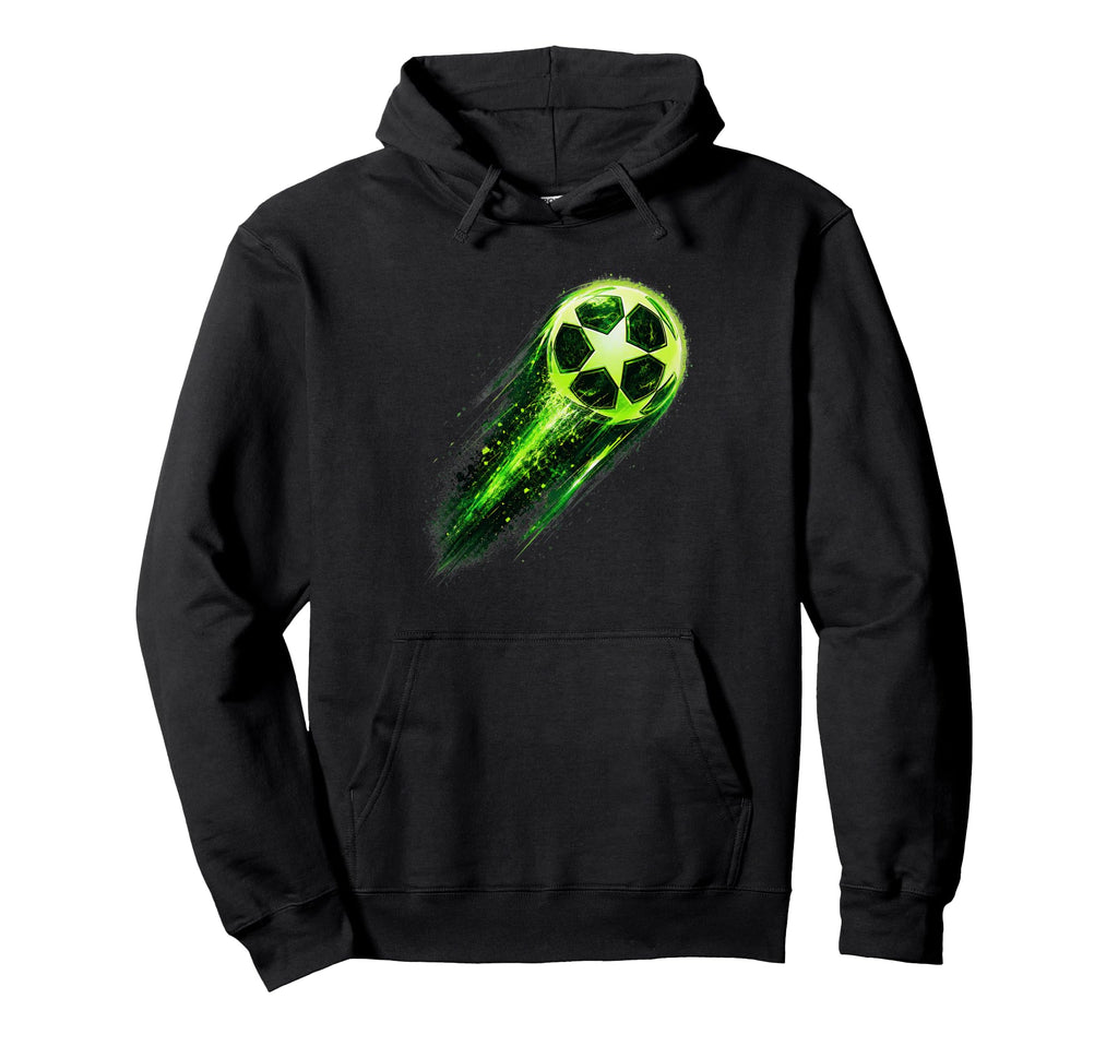 Dynamic Soccer Ball Green Meteor Energy Hoodie - Aesthetic Graphic Unisex