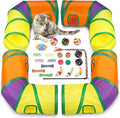 Retro Shaw Cat Tunnels with Cat Toys Pack, Interactive Kitten Toys for Indoor Cats Kitty, Kitten Tube Tent Feather Wand Teaser Bell Fuzzy Ball Springs Mouse (25 Pcs Extra Large Cat Tunnel Toys Set)