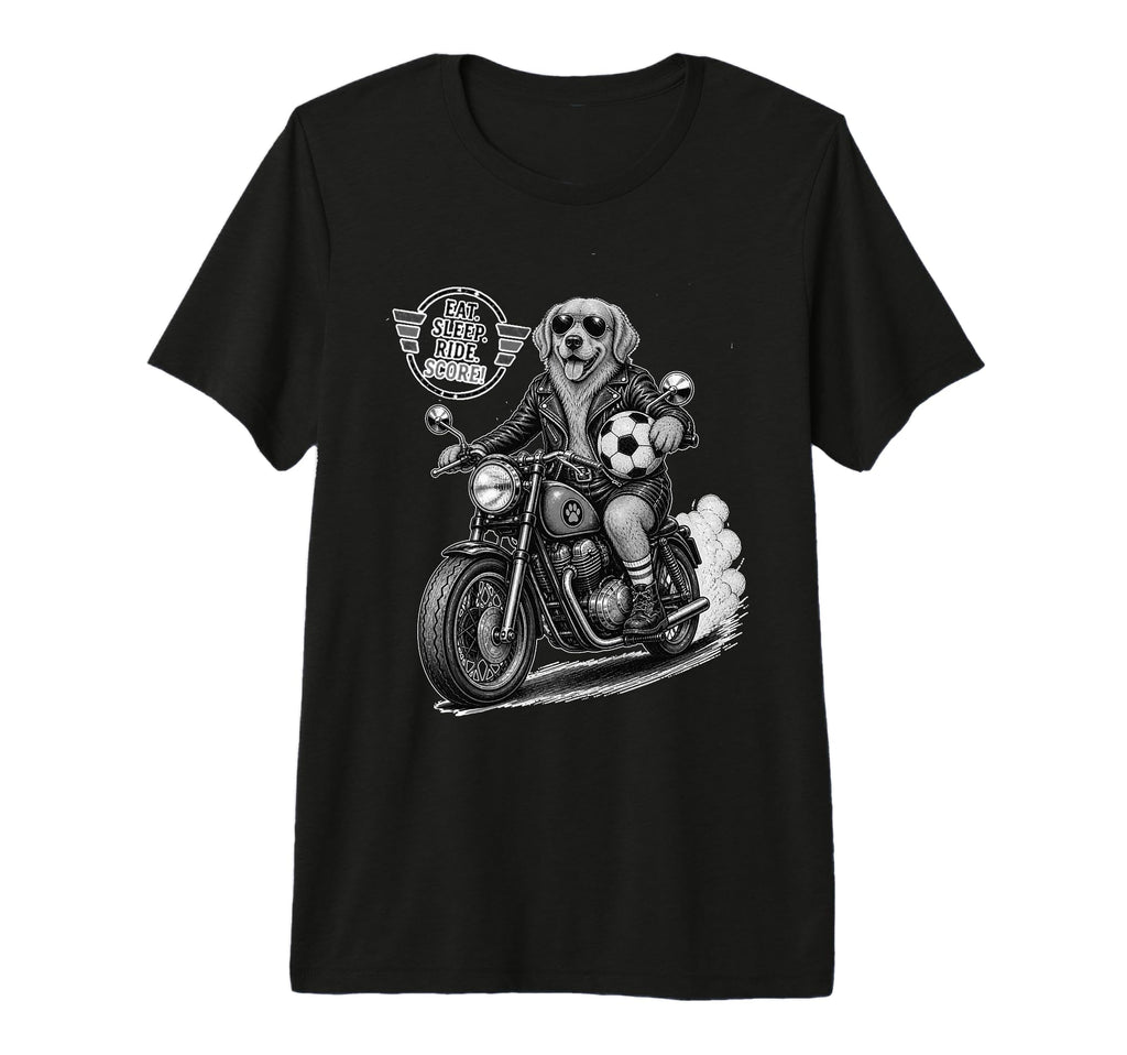 Golden Retriever Motorbike Love T-Shirt - Casual Everyday Wear Unisex