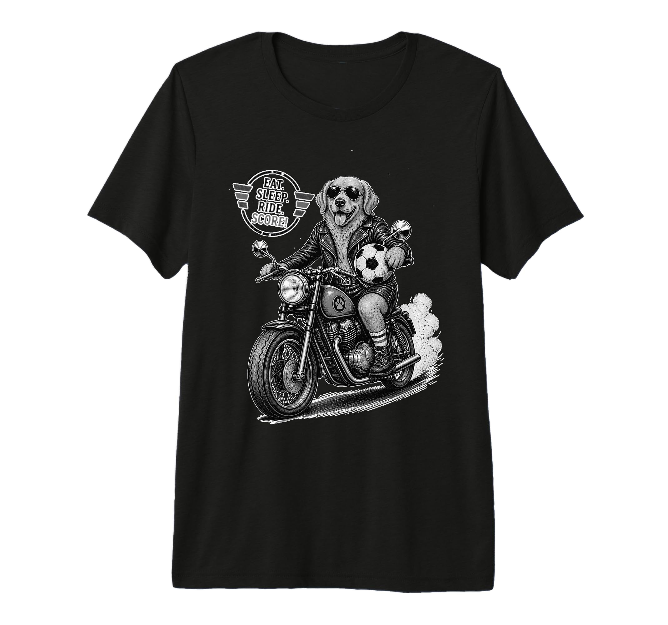 Golden Retriever Motorbike Love T-Shirt - Casual Everyday Wear Unisex