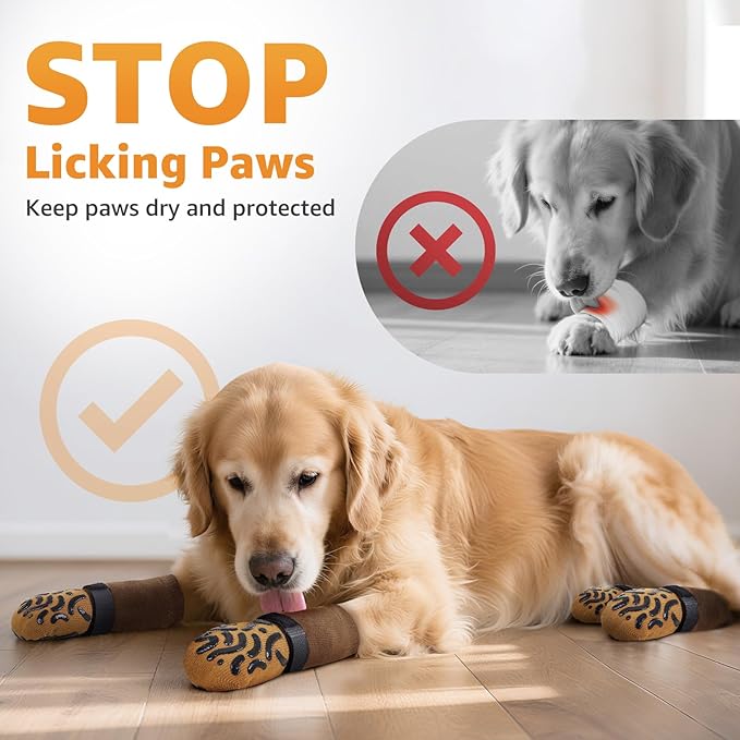 Double Sides Non-Slip Dog Socks to Prevent Licking Paws - Strong Traction for Paw Protector, Senior Dogs, Hardwood Floors, Dog Booties with Grippers X-Small