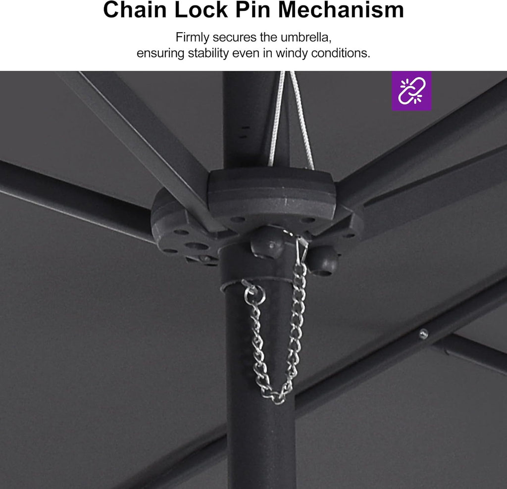 PURPLE LEAF 13ft Double-Sided Patio Umbrella with Base Included Market Rectangle Umbrella Outdoor Table Umbrella with Crank for Pool Garden Deck, Grey