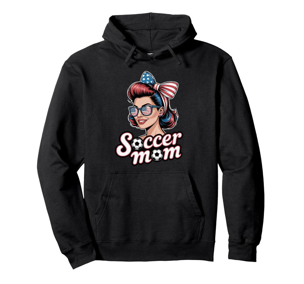 Patriotic Soccer Mom American Flag Hoodie - Fun Novelty Design Men Women