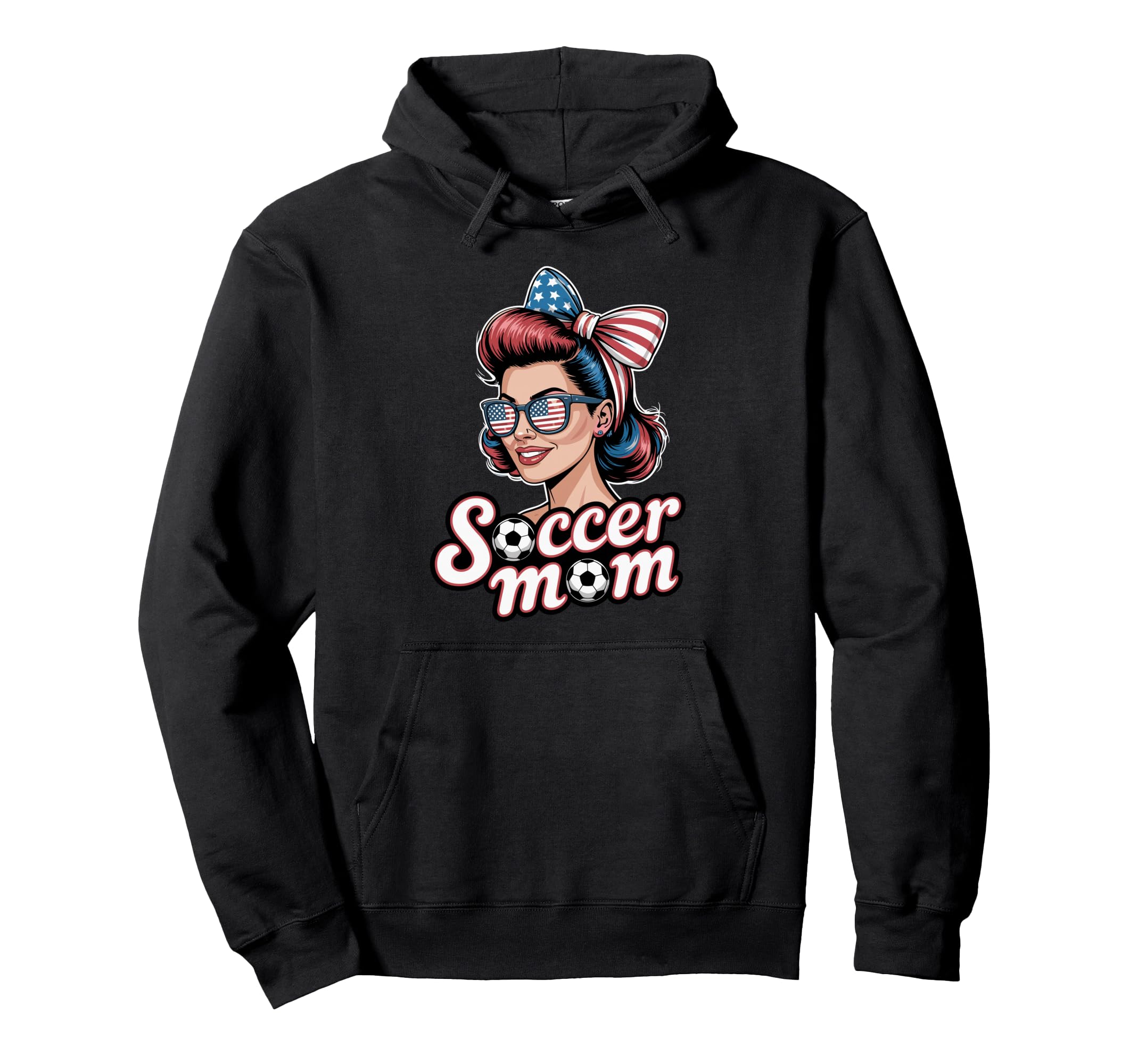Patriotic Soccer Mom American Flag Hoodie - Fun Novelty Design Men Women