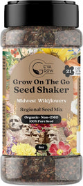 on The Go Seed Shaker - Midwest Wildflower Seeds Regional Mix - Organic, Non-GMO - 100% Pure Seed - 21 Different Wildflowers Seeds of Annual and Perennial, 8oz