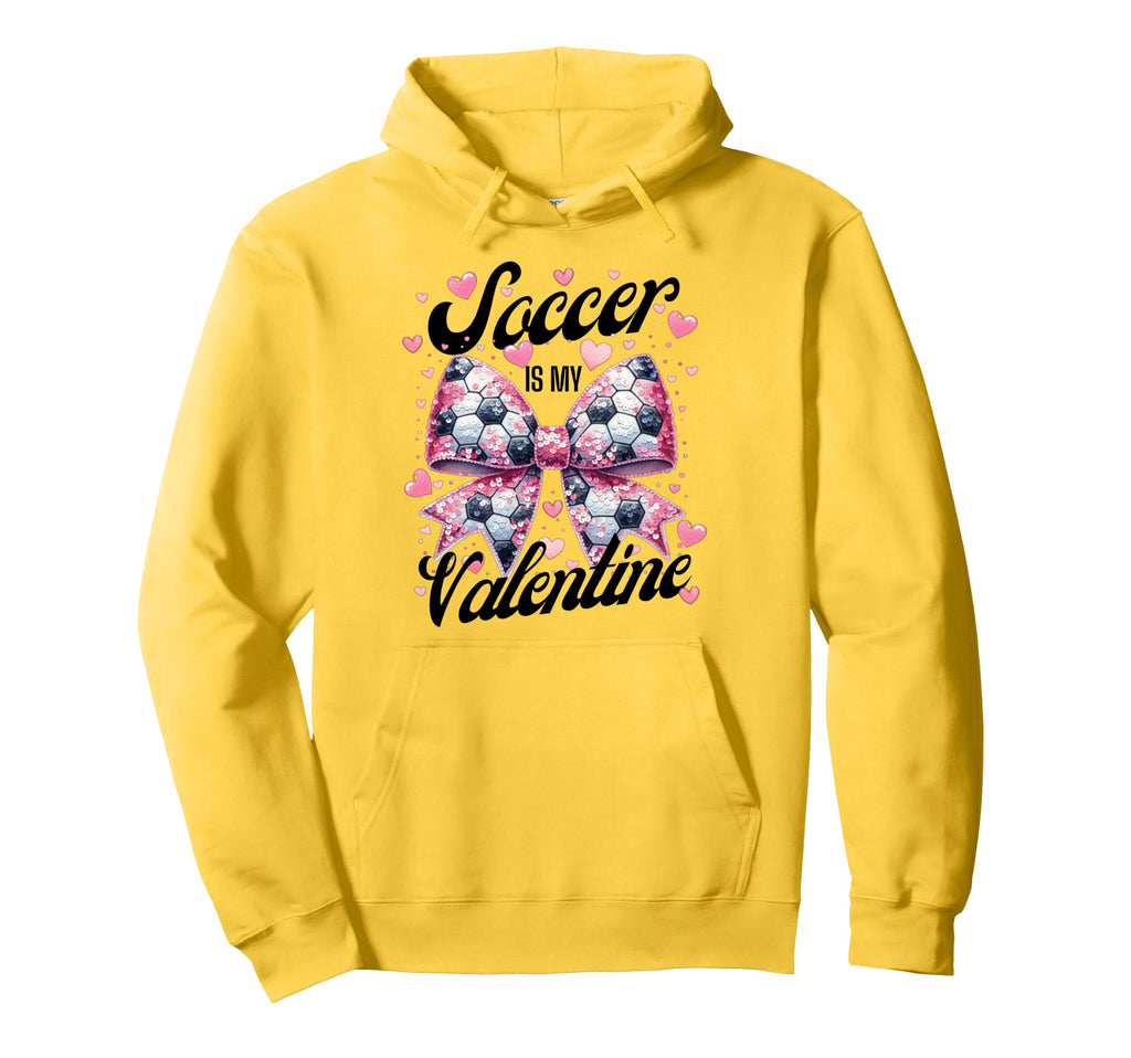 Soccer Is My Valentine Coquette Bow Hoodie - Custom Art Print Men Women