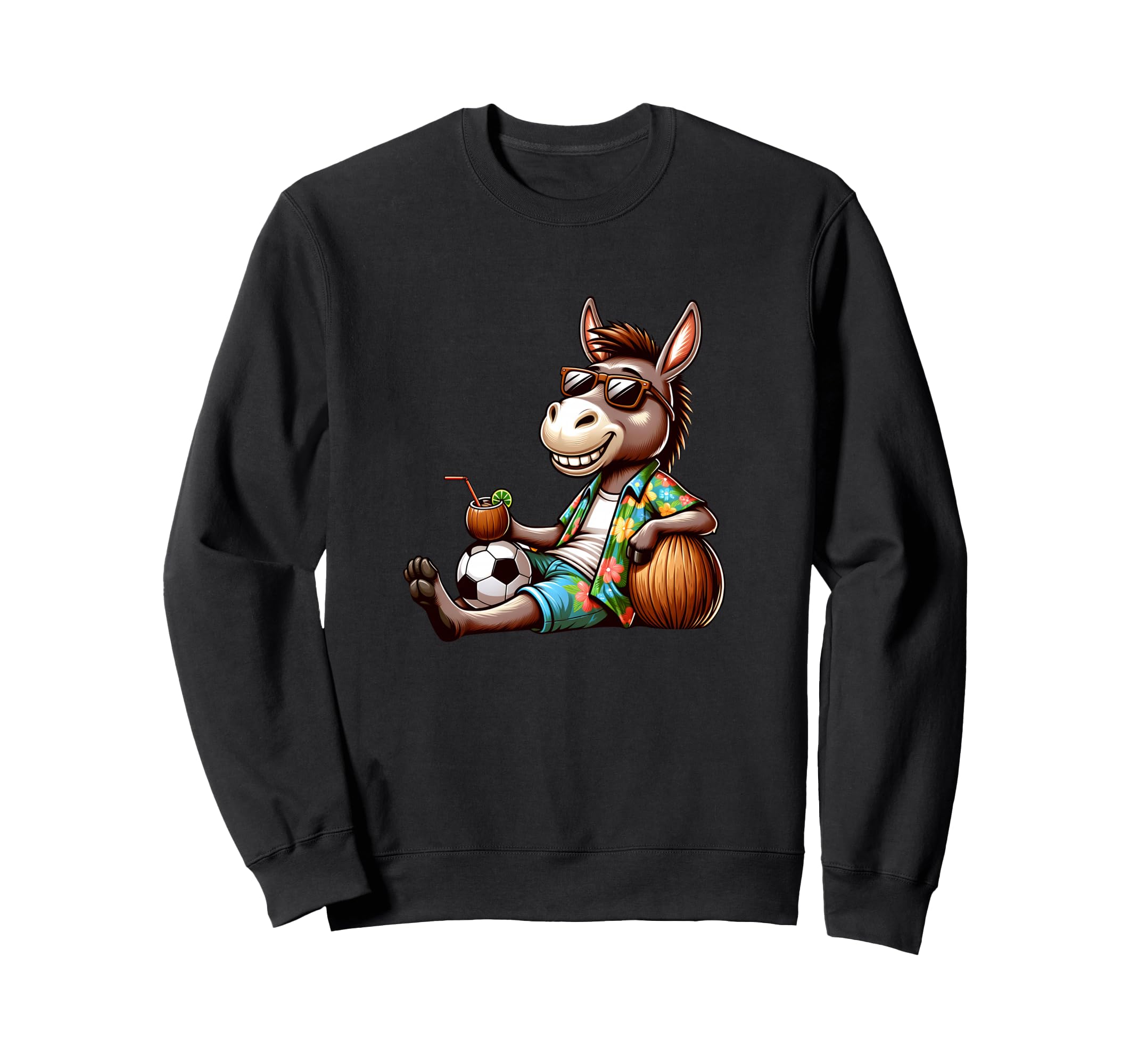 Summer Beach Donkey Coconut And Sweatshirt - Aesthetic Graphic Unisex