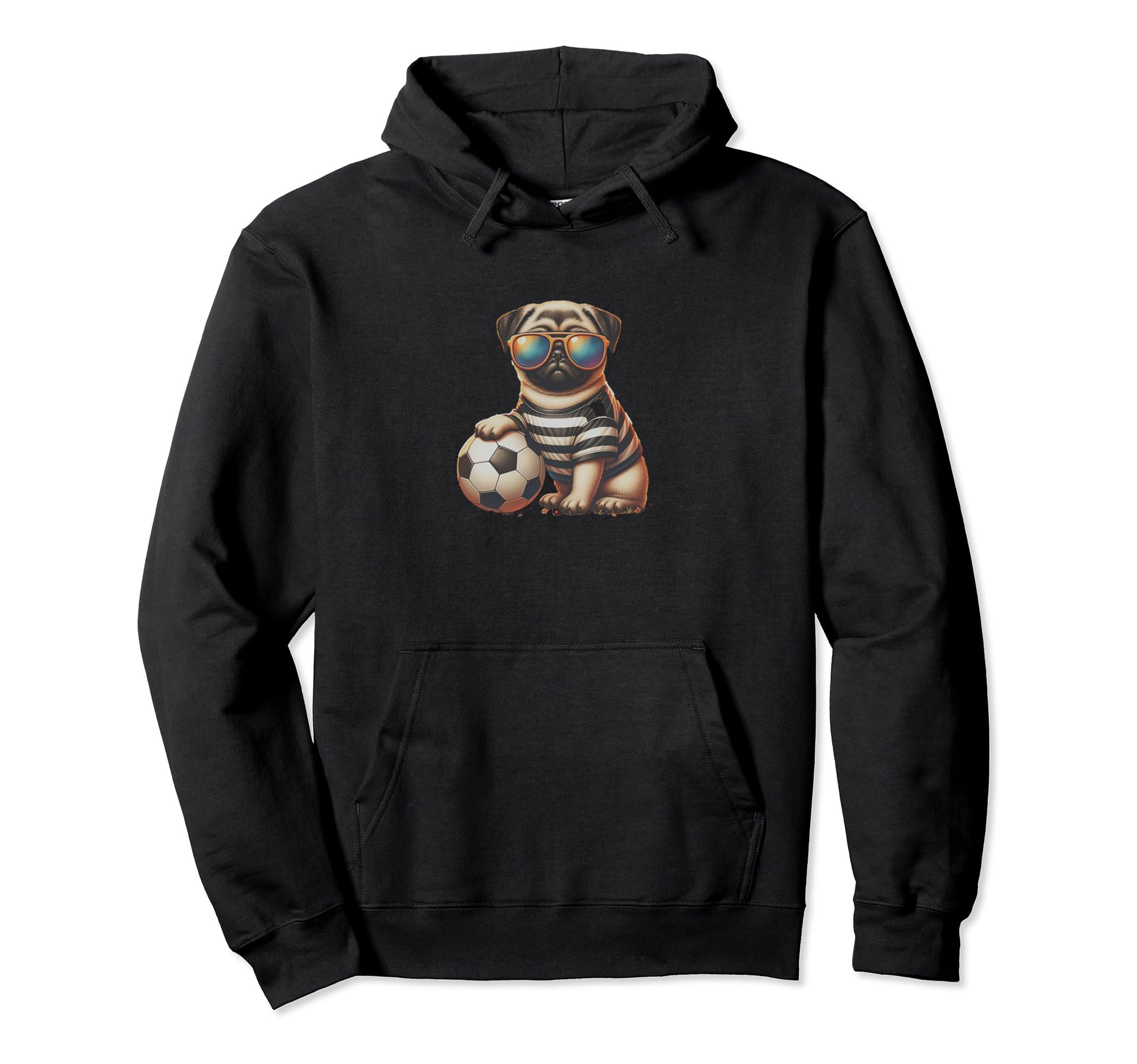 Pug Dog Soccer Champion Fan Hoodie - Minimalist Print for Adults