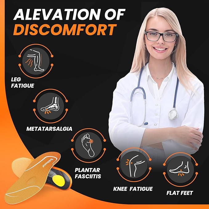 Bukihome Work Boot Insoles for Construction & Standing All Day - Heavy Duty Orthotic Shoe Inserts with Shock Absorption, Arch Support & Fatigue Reduction Durable Support Fits Work Boots -M