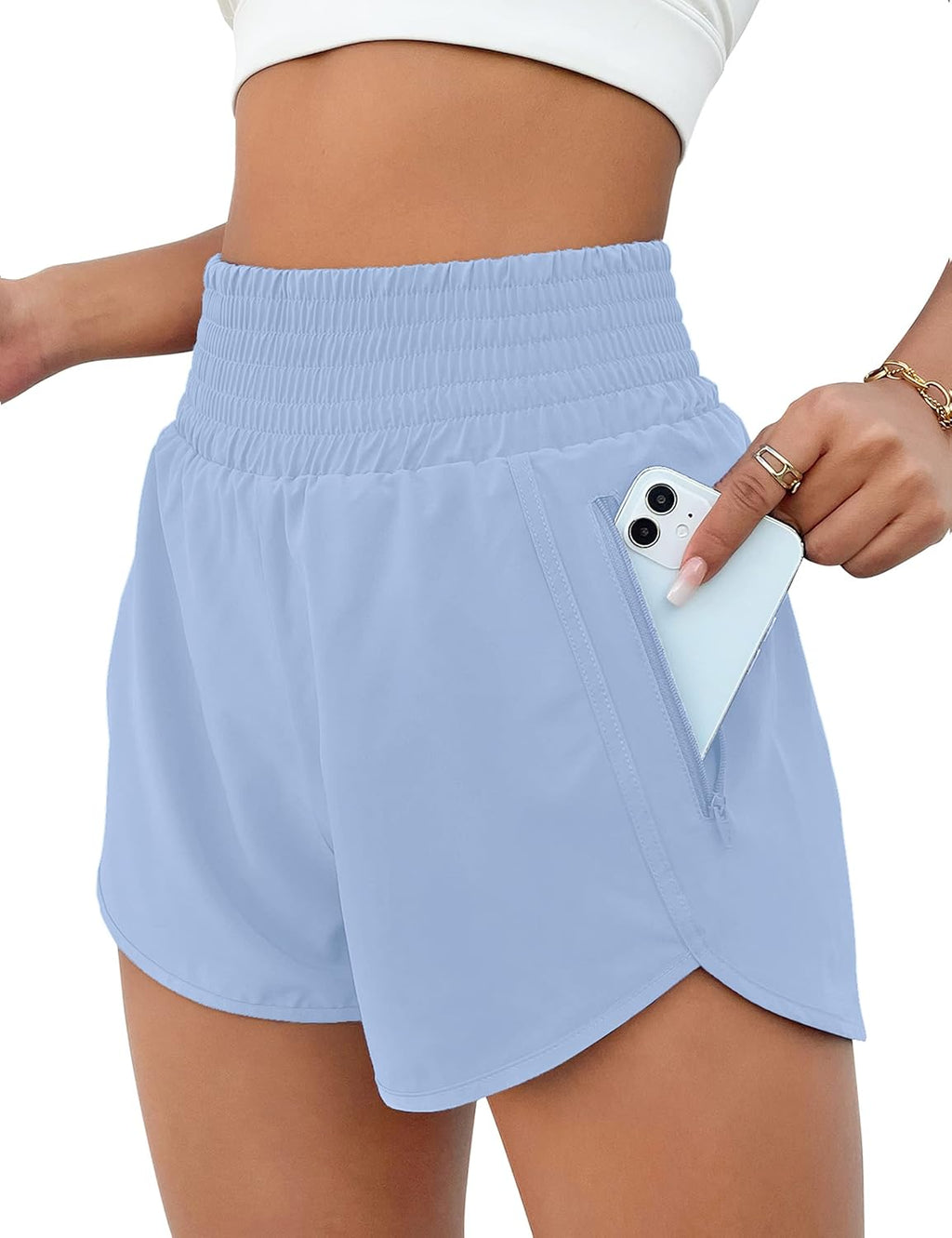 BMJL Women's Athletic Shorts High Waisted Running Short Pocket 2.5" Sporty Shorts Gym Workout Shorts