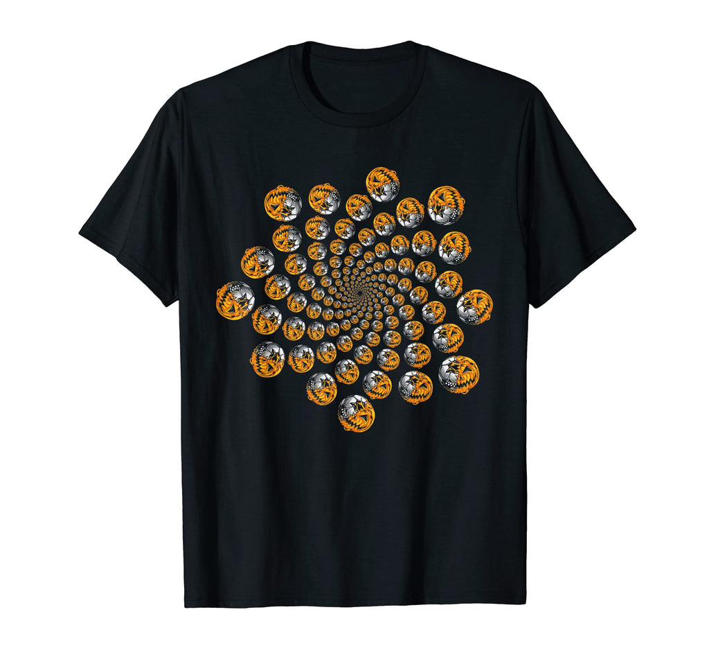 Soccer Pumkin Spiral Funny Halloween T-Shirt - Custom Art Print Unisex