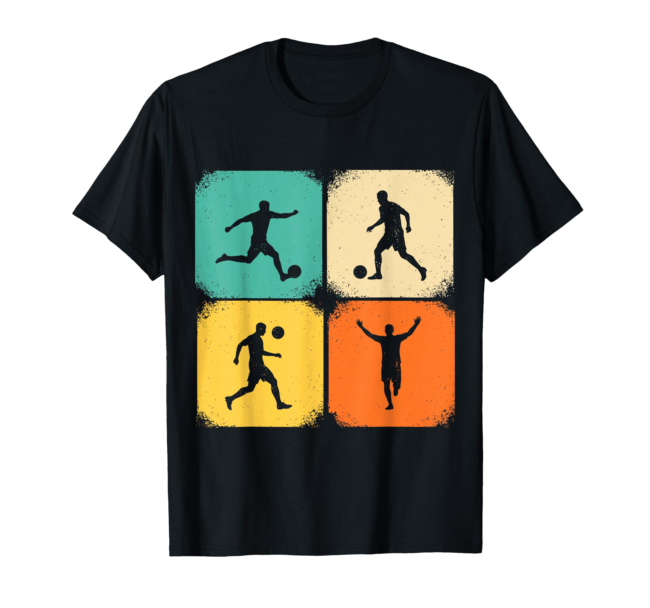 Distressed Soccer Player Silhouettes T-Shirt - Unique Graphic Men Women