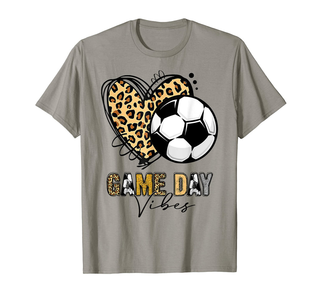Soccer Mom Game Day Vibes Leopard Heart T-Shirt - Graphic Print for Adults