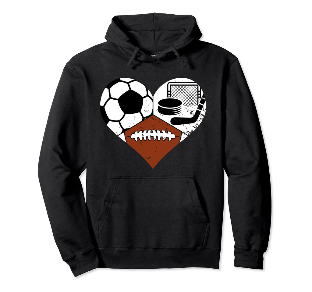 Soccer Football Hockey Heart Funny Hoodie - Streetwear Style for Adults