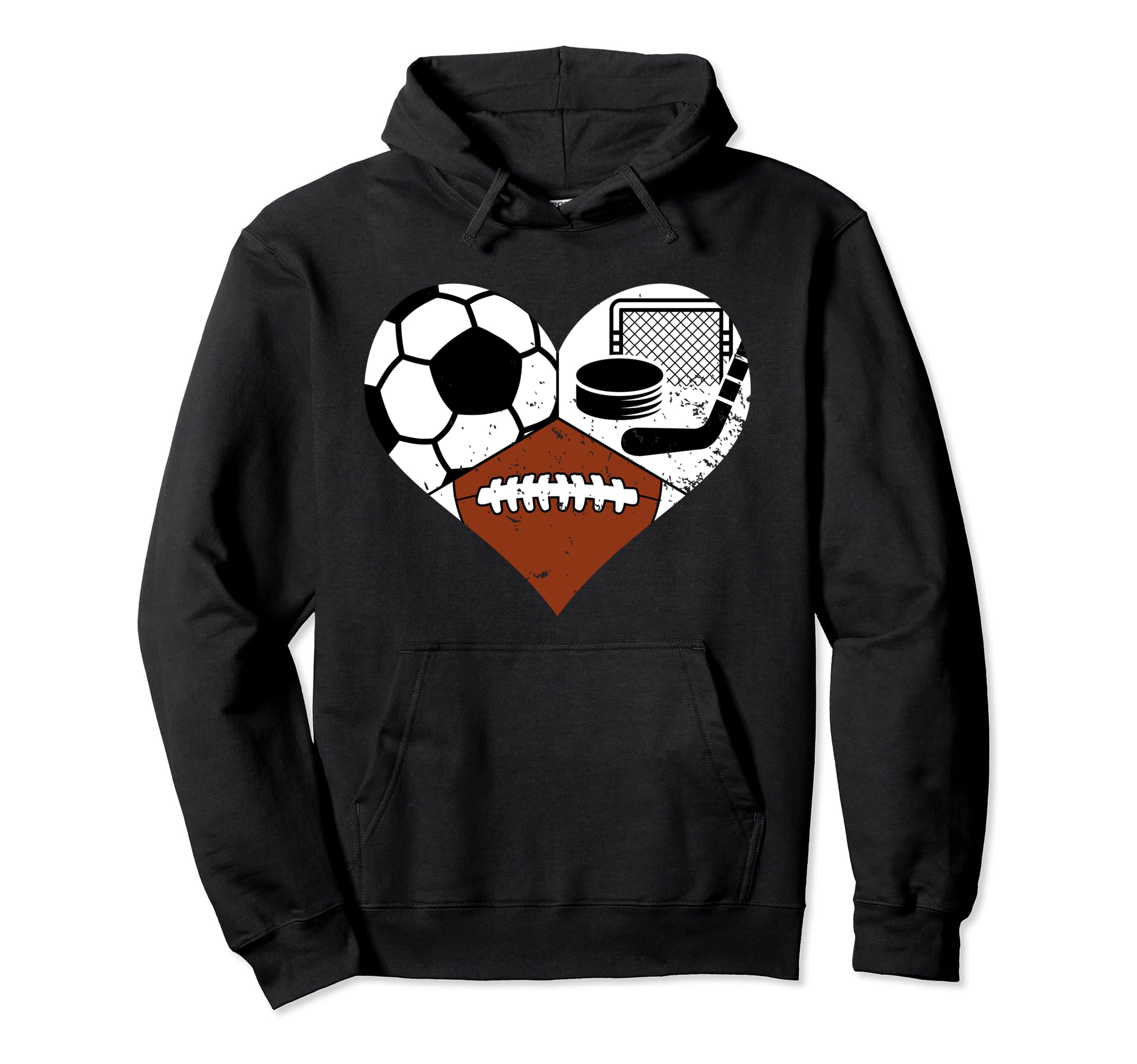 Soccer Football Hockey Heart Funny Hoodie - Streetwear Style for Adults