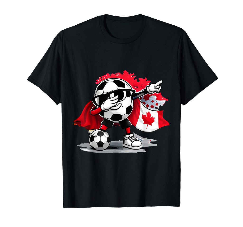 Canadian Flag Cape Dabbing Ball Soccer T-Shirt - Custom Art Print Unisex