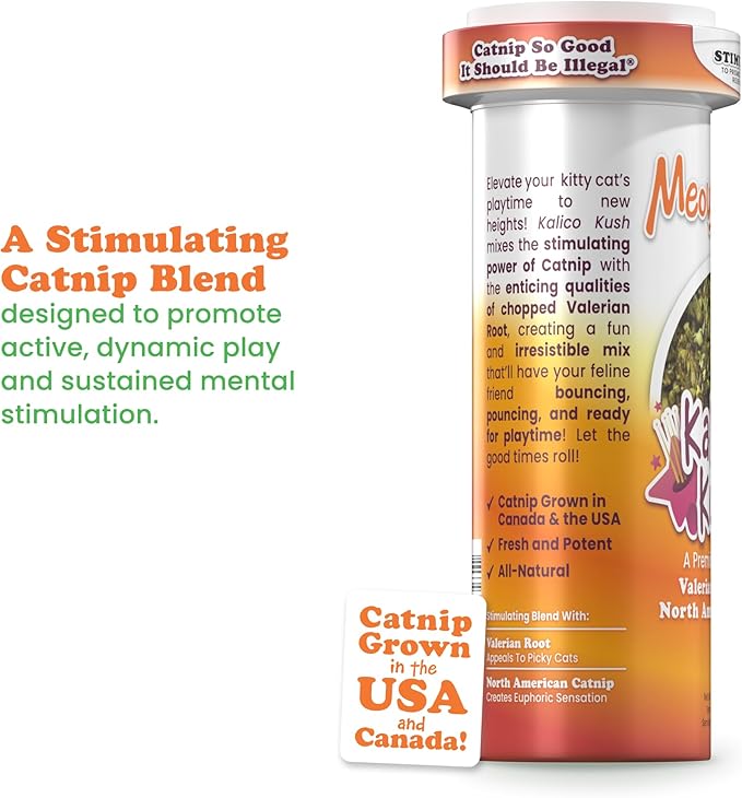 Meowijuana® Kalico Kush - Valerian Root and Catnip Blend - Large Bottle