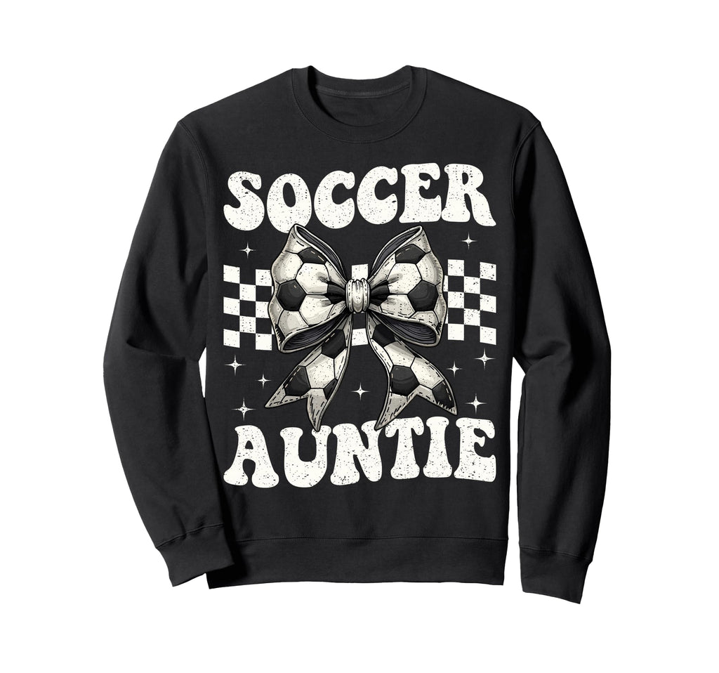 Soccer Auntie Funny Coquette Bow Sweatshirt - Fun Novelty Design Men Women