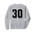 Number 30 Backside 80S 90S Team Sweatshirt - Graphic Print for Adults