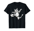 Cat Playing Soccer Ball Football T-Shirt - Custom Art Print Men Women