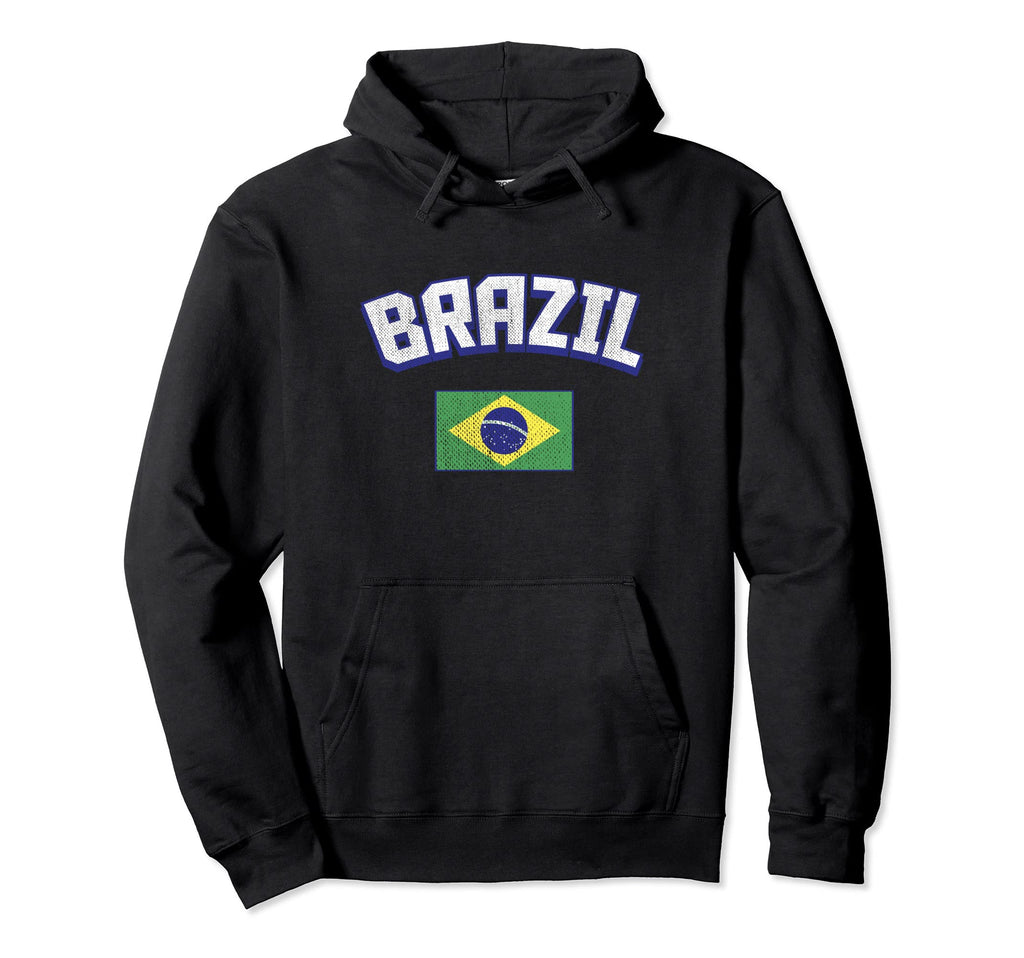 Brazil Flag Distressed Brasil Brazilian Hoodie - Novelty Apparel Unisex