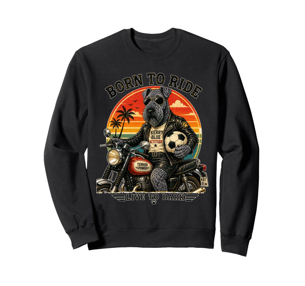 Kerry Blue Terrier Motorbike Love Sweatshirt - Aesthetic Graphic Unisex