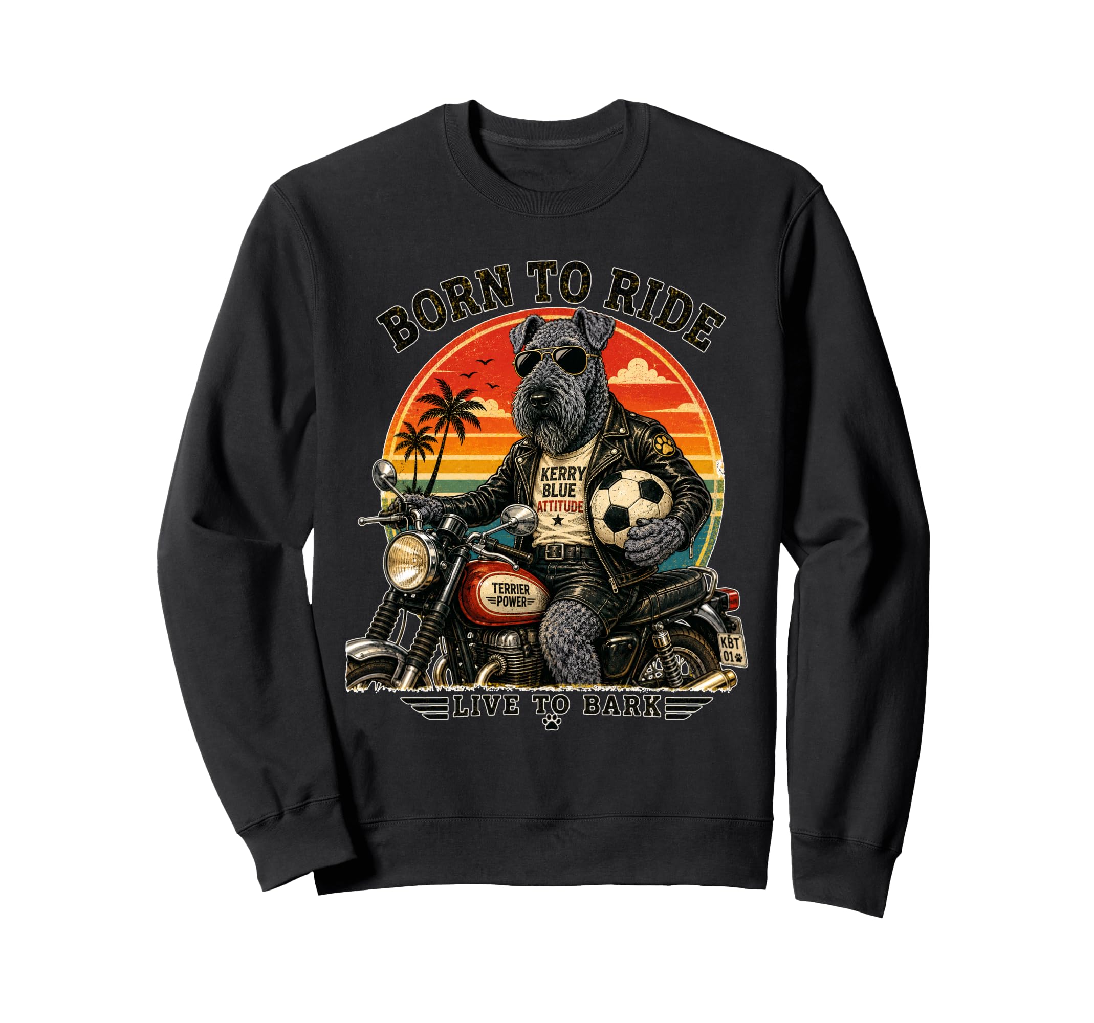 Kerry Blue Terrier Motorbike Love Sweatshirt - Aesthetic Graphic Unisex