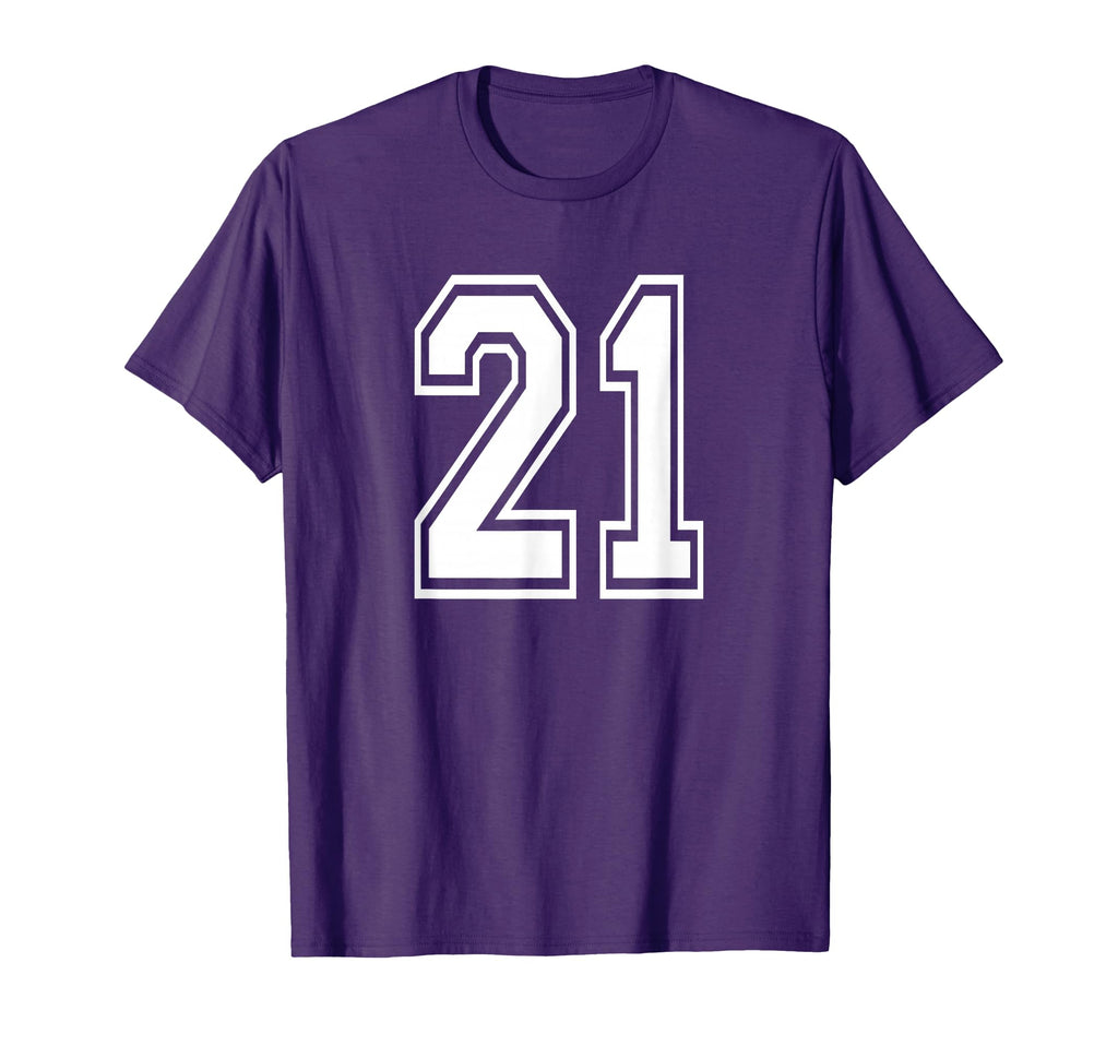 Number 21 Numbered Uniform Sports T-Shirt - Trendy Graphic for Adults