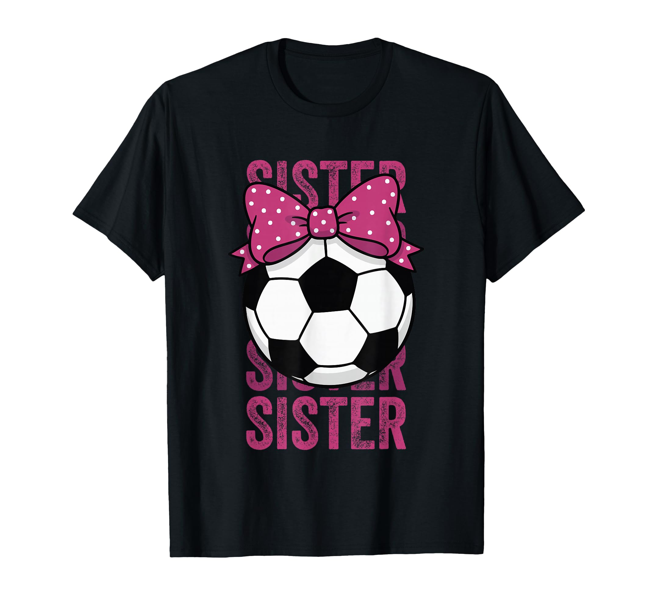 Soccer Sister Ball Coquette Bow T-Shirt - Graphic Print for Adults