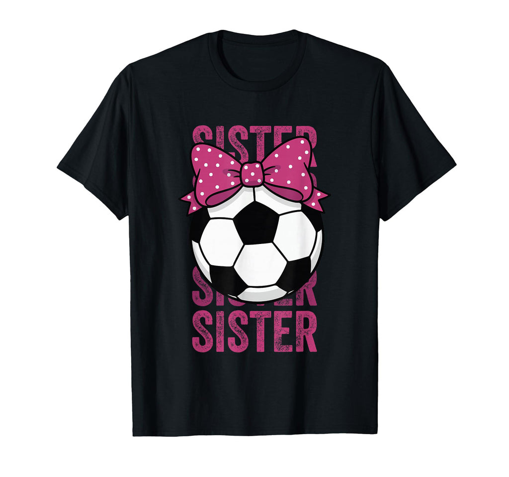 Soccer Sister Ball Coquette Bow T-Shirt - Trendy Graphic Unisex