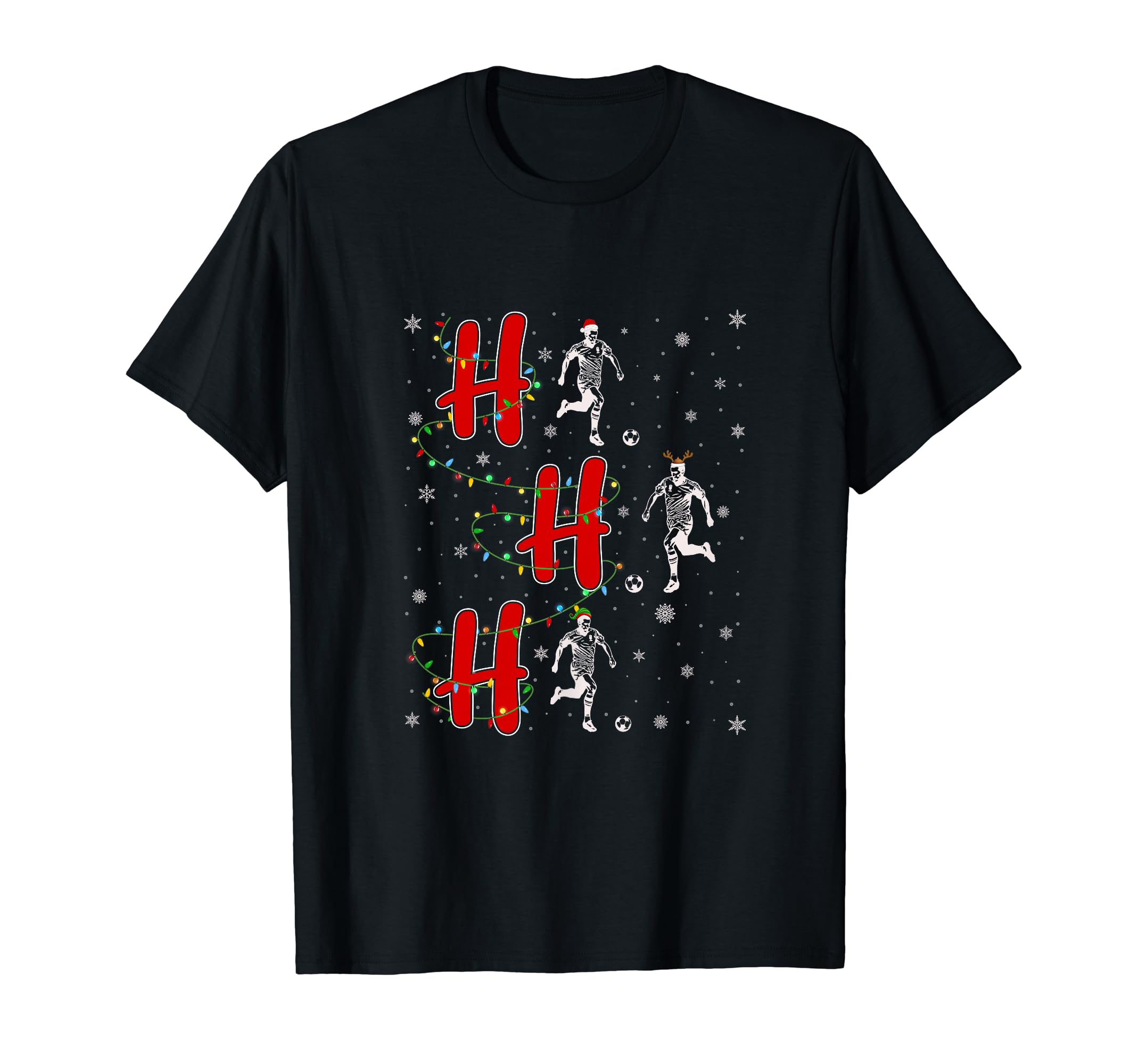 Lights Ho Ho Ho Soccer Funny Ugly T-Shirt - Graphic Print Unisex