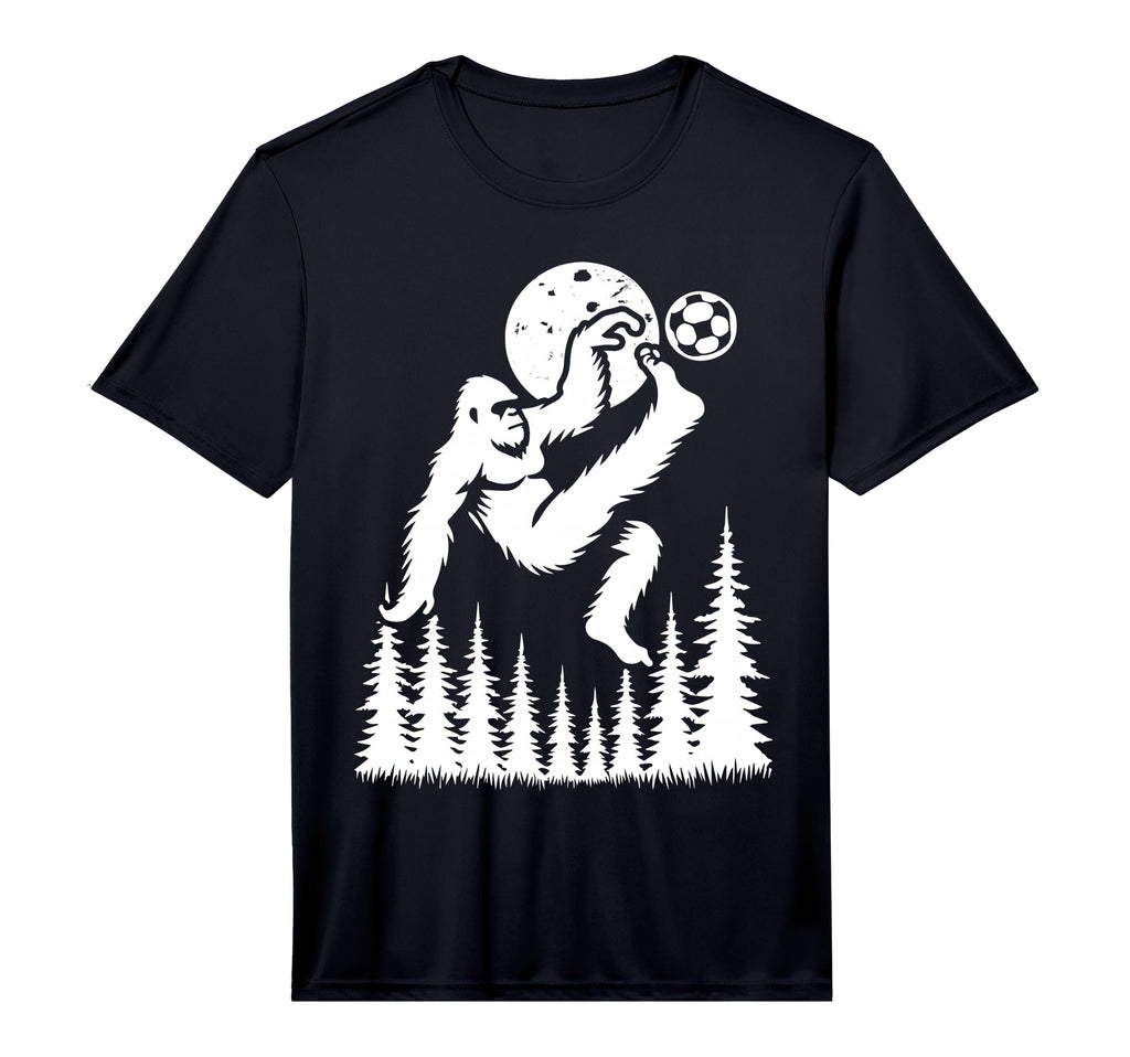 Funny Bigfoot Playing Soccer Sasquatch T-Shirt - Unique Graphic Unisex