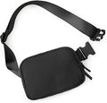 ODODOS Unisex Mini Belt Bag with Adjustable Strap Small Fanny Pack for Workout Running Traveling Hiking, Elegant Black