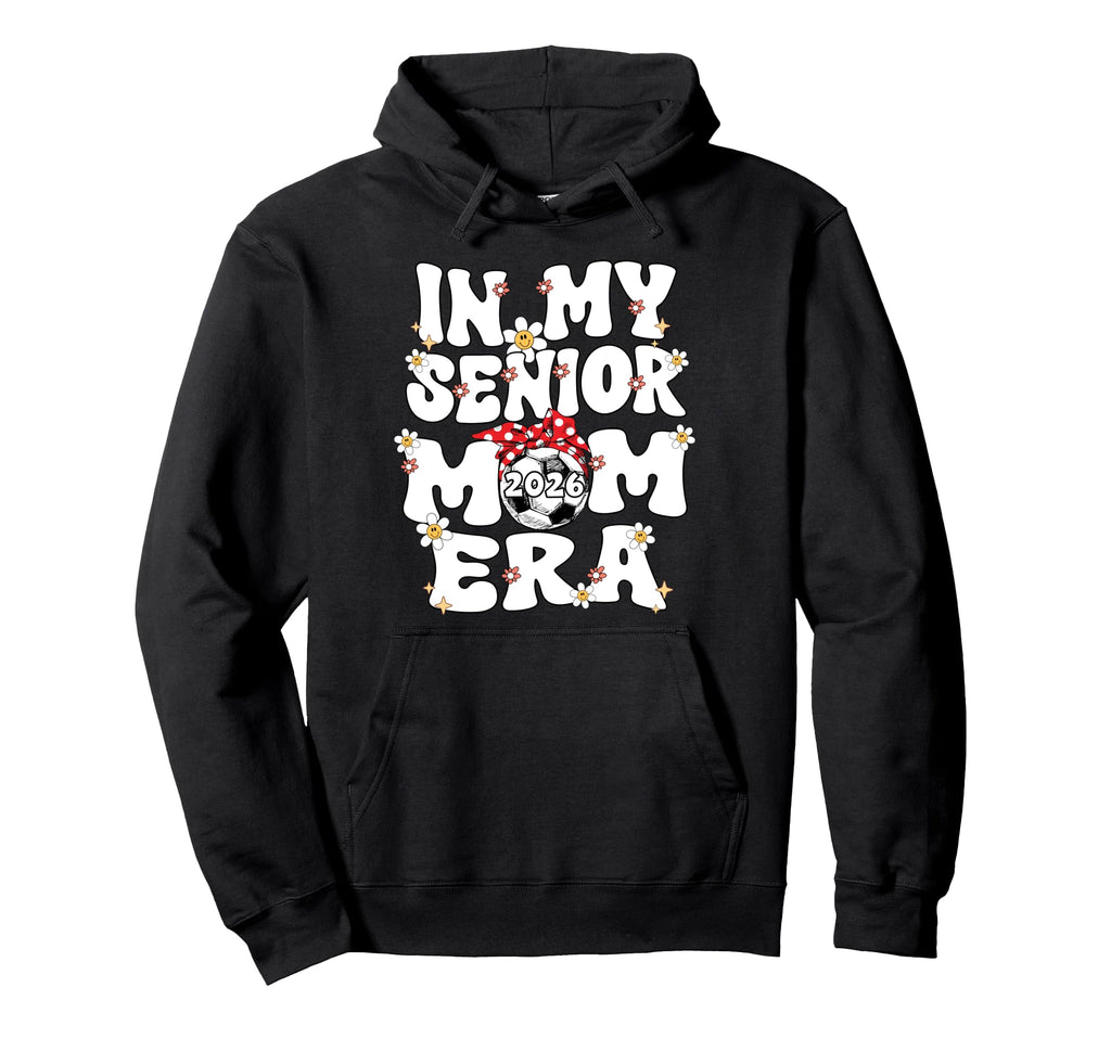 My Senior Mom Era Groovy Soccer Senior Hoodie - Graphic Print for Adults
