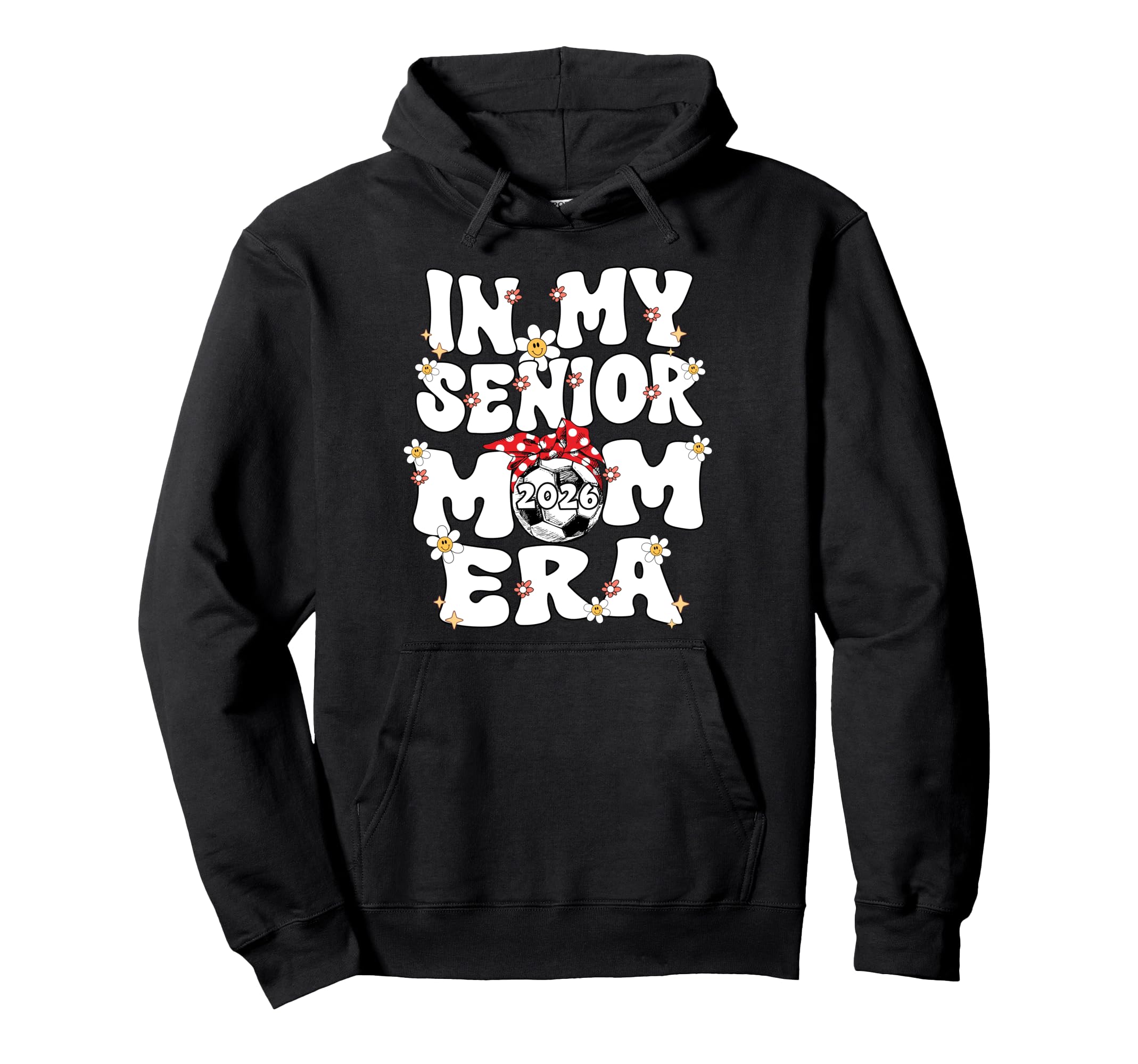 My Senior Mom Era Groovy Soccer Senior Hoodie - Graphic Print for Adults