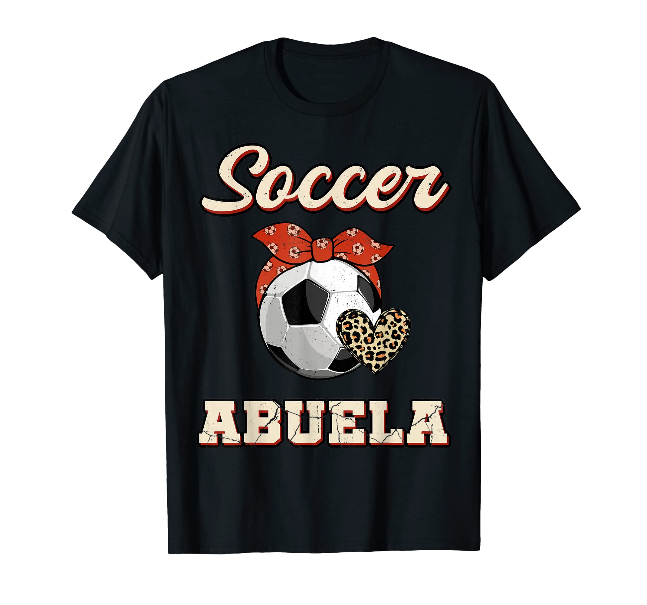 Soccer Abuela Bandana Leopard Heart T-Shirt - Aesthetic Graphic Unisex