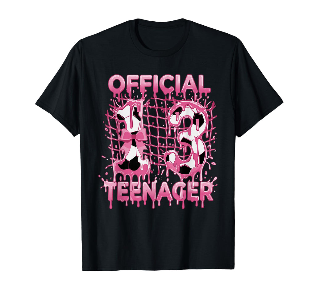 13Th Birthday Soccer Ice Cream Drip T-Shirt - Unique Graphic Men Women