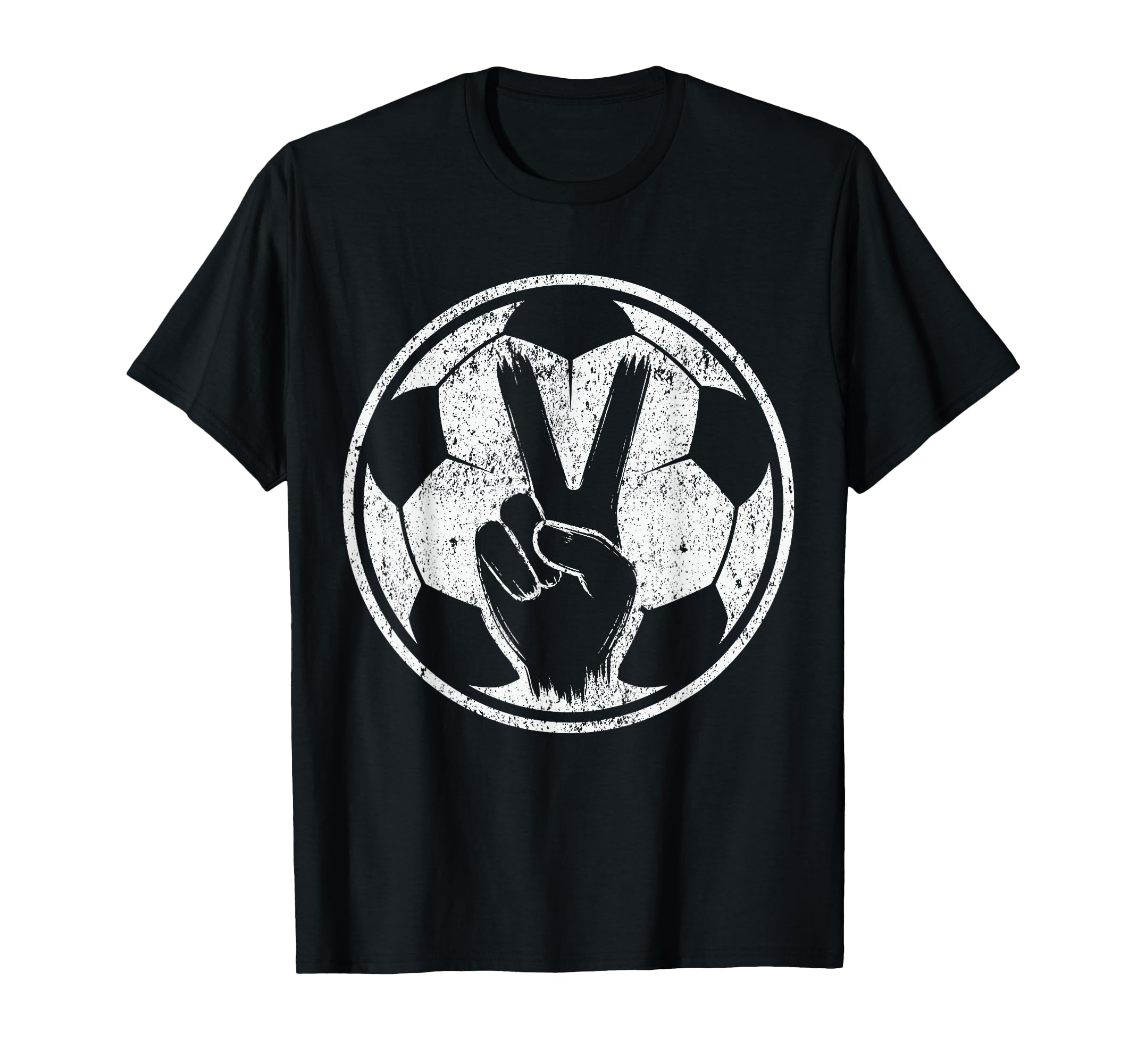 Soccer Peace Sign V Fingers Ball T-Shirt - Custom Art Print for Adults