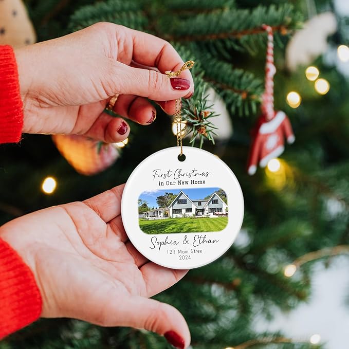 Personalized First Christmas in Our New Home Ornament 2025, New House Address Christmas Ornaments, Housewarming Gift for New Homeowners, Couples, or Family
