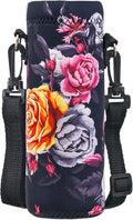 Neoprene Water Bottle Carrier Bag with Adjustable Shoulder Strap for Men Women Walking Hiking,Portable Insulated Holder Case for Stainless Steel/Glass/Plastic Bottles