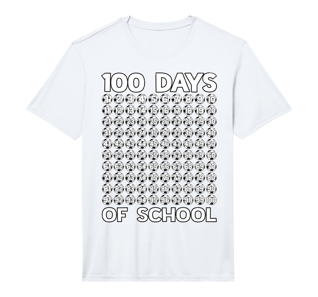 100 Days School Soccer Balls T-Shirt - Casual Everyday Wear for Adults