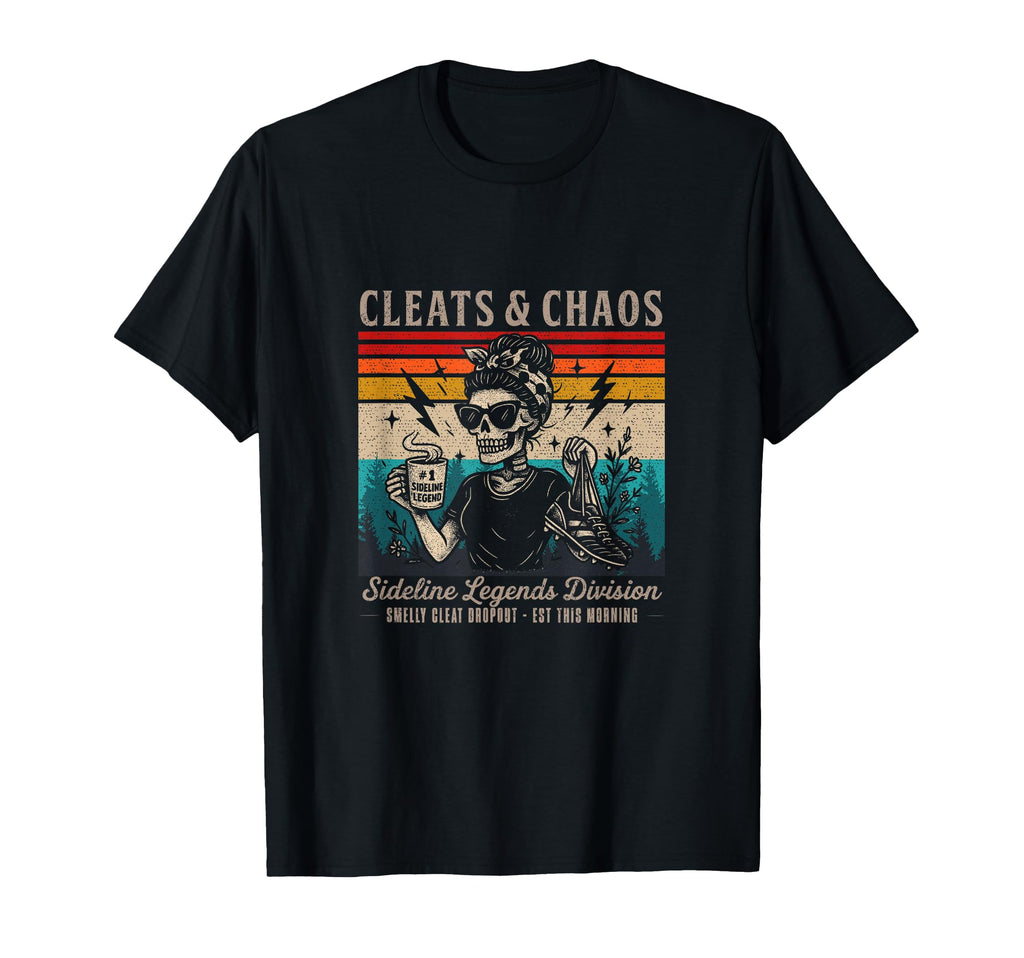 Cleats And Chaos Skeleton Soccer T-Shirt - Fun Novelty Design Men Women