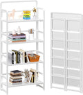 4NM No Assembly Foldable Bookshelf, 4-Shelf Collapsible Bookcase Storage for Small Spaces, 54" H, All White
