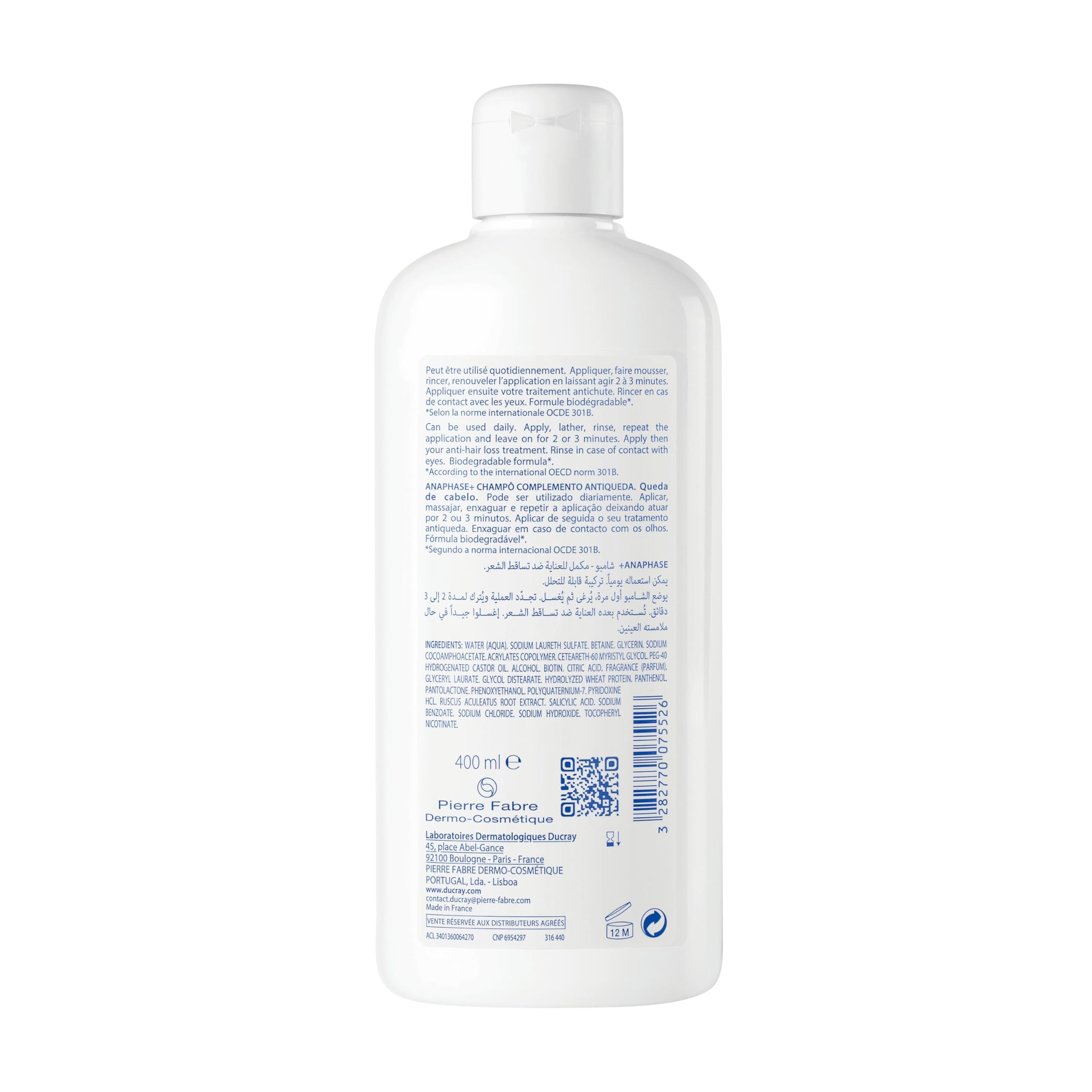 Ducray Anaphase+ Anti-Hair Loss Shampoo - Strengthens Hair, Reduces Hair Loss, 13.53 fl oz