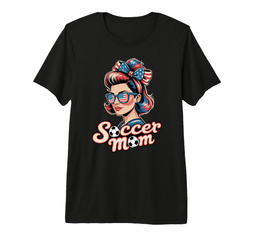 Patriotic Soccer Mom American Flag T-Shirt - Minimalist Print for Adults