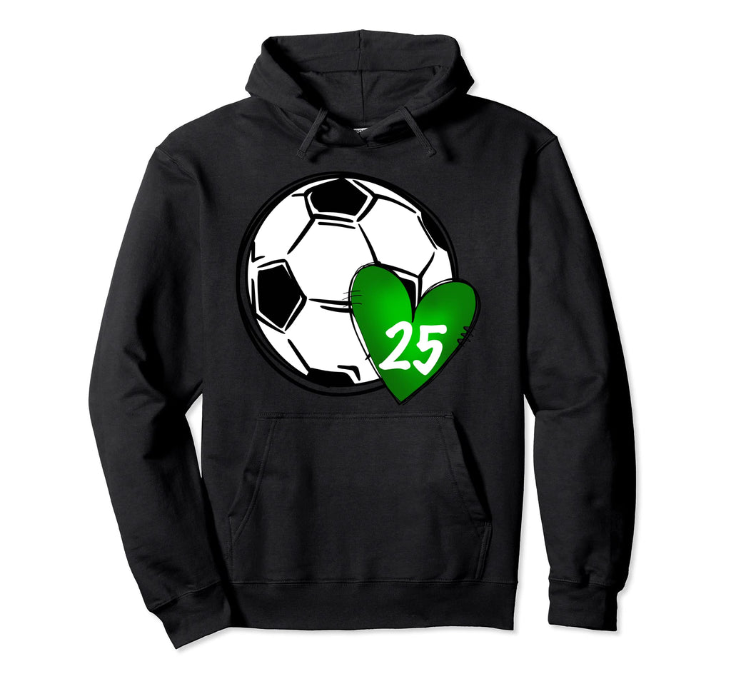 Womens Custom Soccer Mom Number 25 Heart Hoodie - Novelty Apparel Unisex
