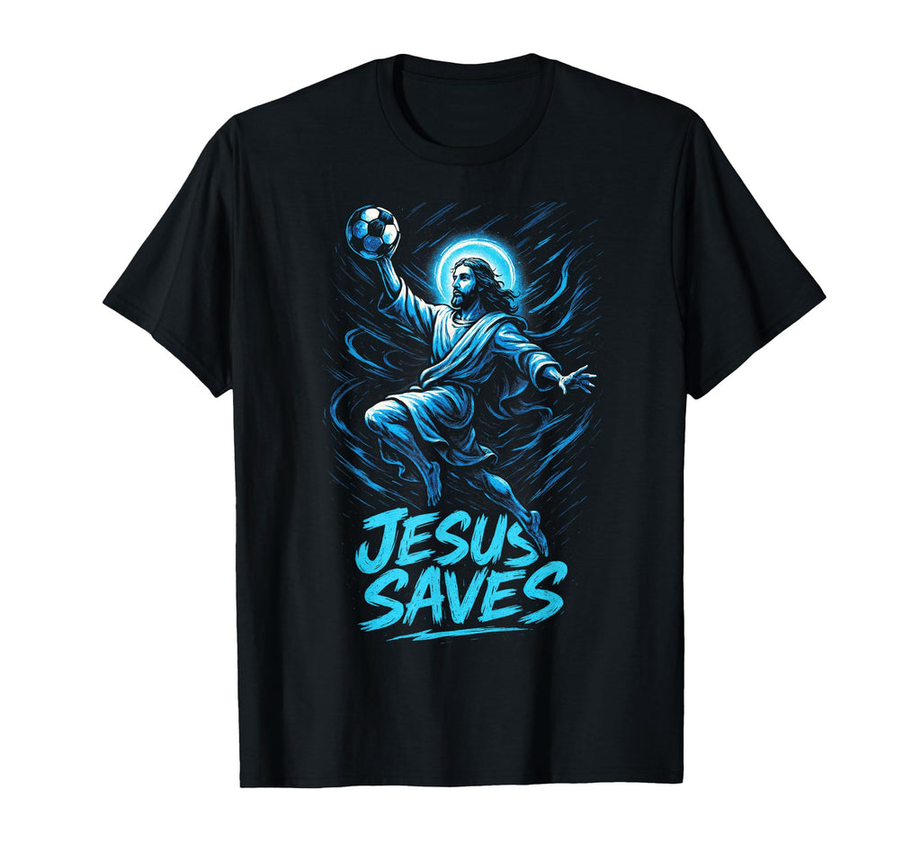 Jesus Saves Soccer Christian Goalkeeper T-Shirt - Custom Art Print Unisex