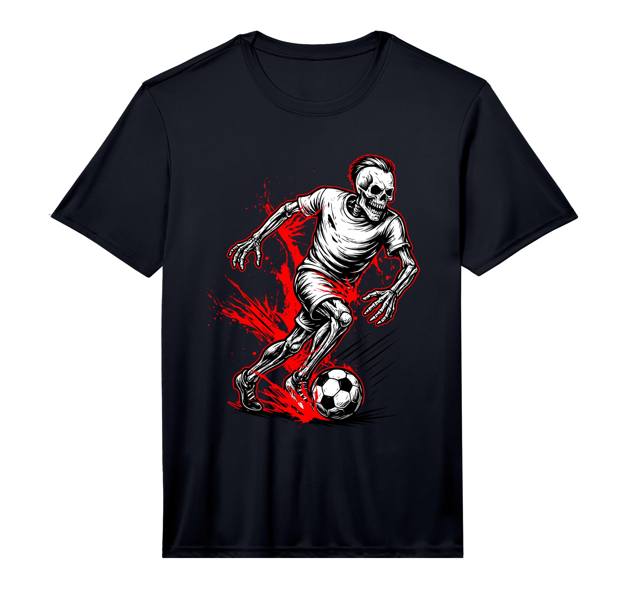 Skeleton Soccer Player Spooky Halloween T-Shirt - Unique Graphic Men Women