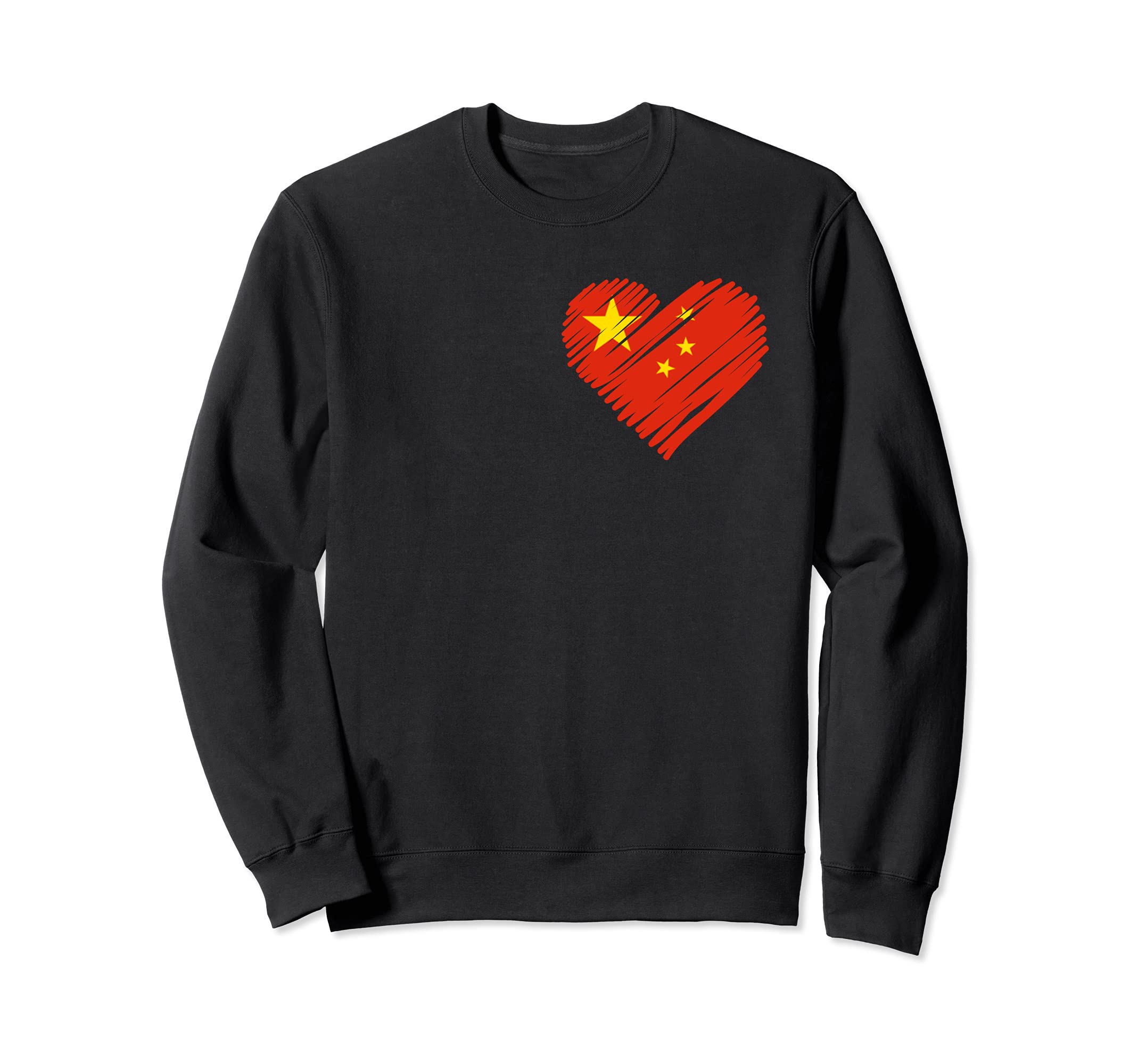 China Patriotic Heart Flag Art Sweatshirt - Fun Novelty Design Unisex